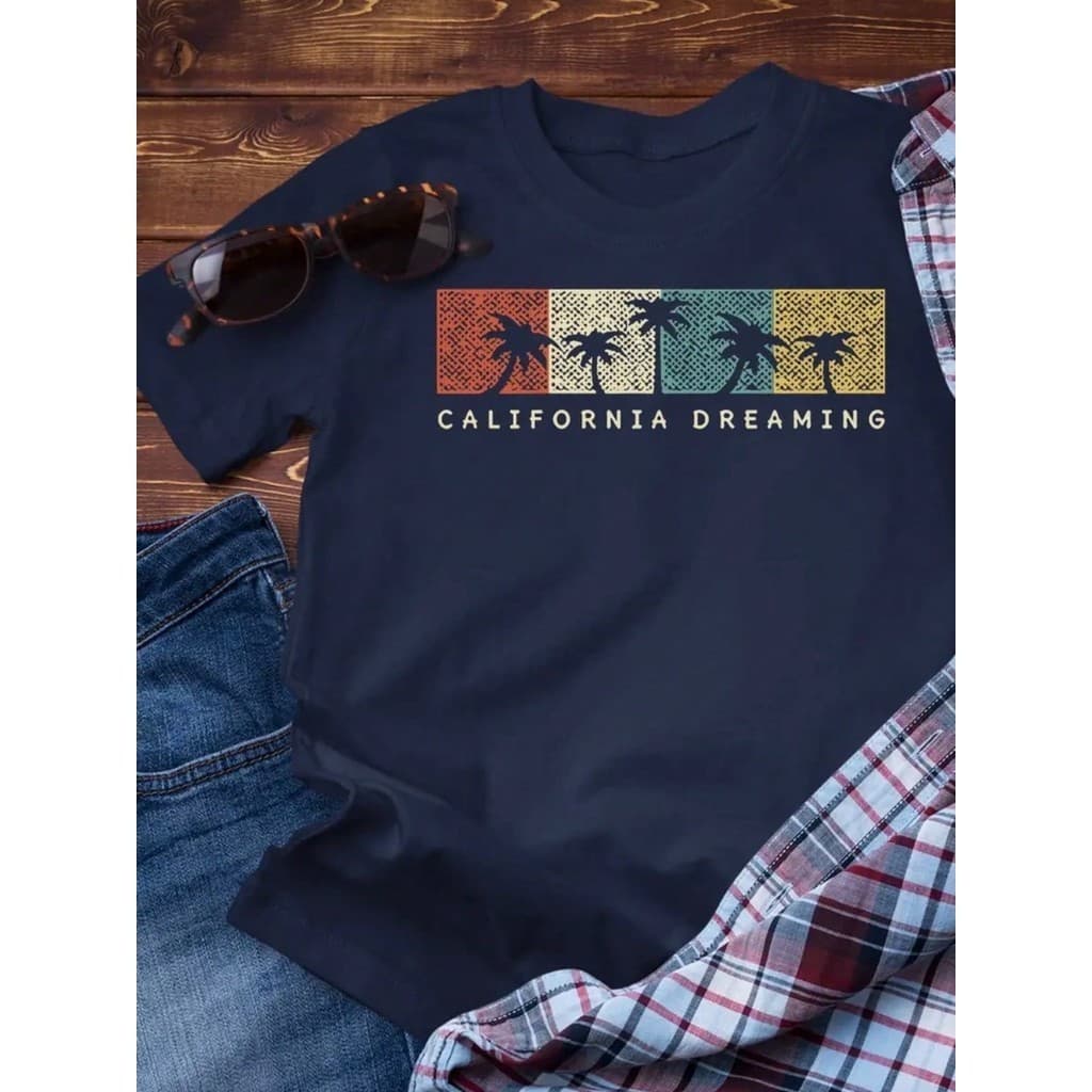Camiseta Masculina de Manga Curta Estampa Califórnia 100% Algodão Camisa Unissex