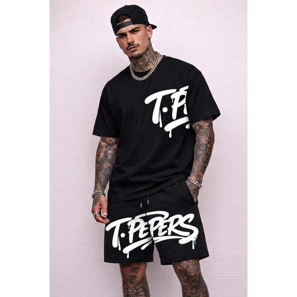 Camiseta Masculina T.pepers Trap Hip Hop Conjunto Y2k Streetwear Shirt StreetWear Grafite