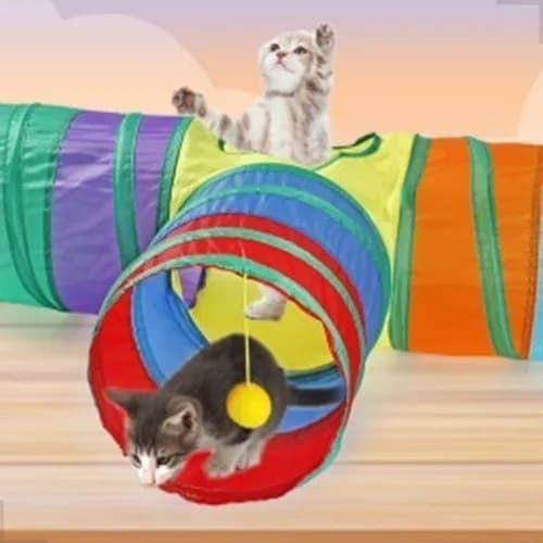 Túnel Colorido Bolinhas Anti Estresse Casinha Pets Gatos Brinquedo Interativo Habitat Animal