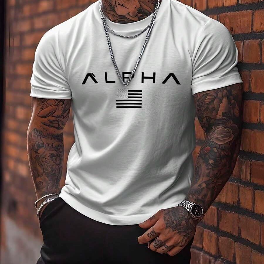 Camiseta Masculina Alpha E.U.A Estampada Camisa 100% Algodão Moda basica casual
