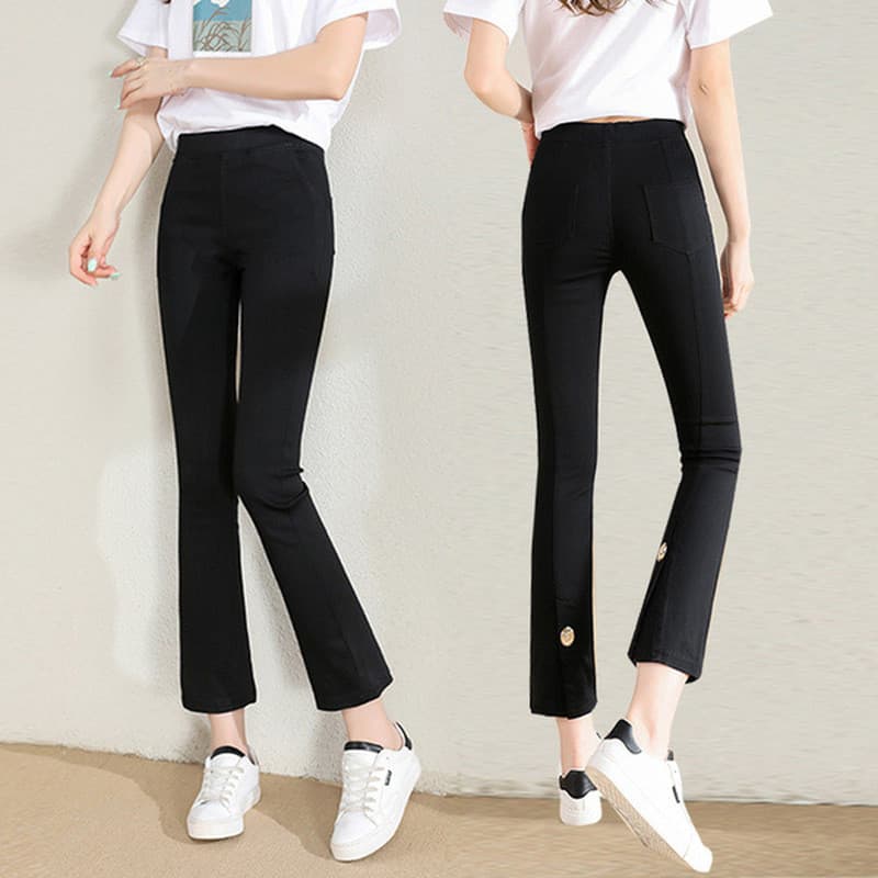 Micro-leggings mulheres verão outono fino elástico elástico leggings pequena cintura alta exterior usar volta fenda calç