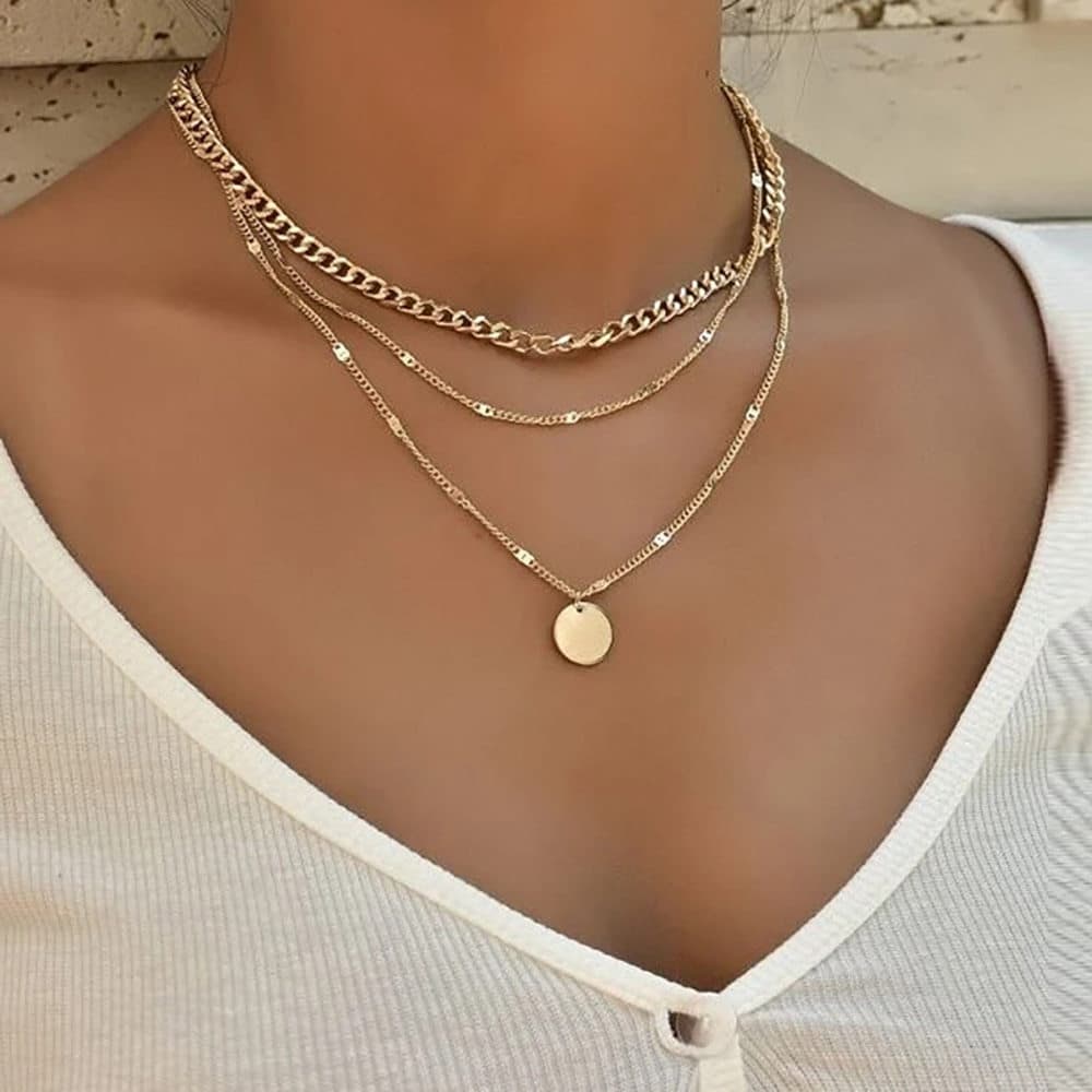 Colar Vintage Gold Chain Jóias Femininas Em Camadas Acessórios Estéticos Presentes Pingente De Moda