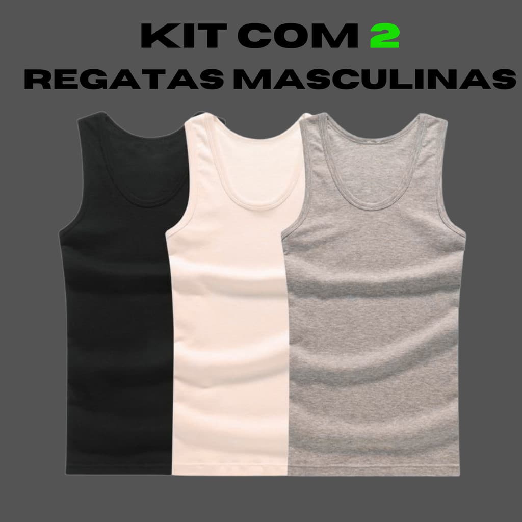 Kit 2 Regatas Canelada Masculina Americana Camiseta Básica Modelo Americano Camisa Academia