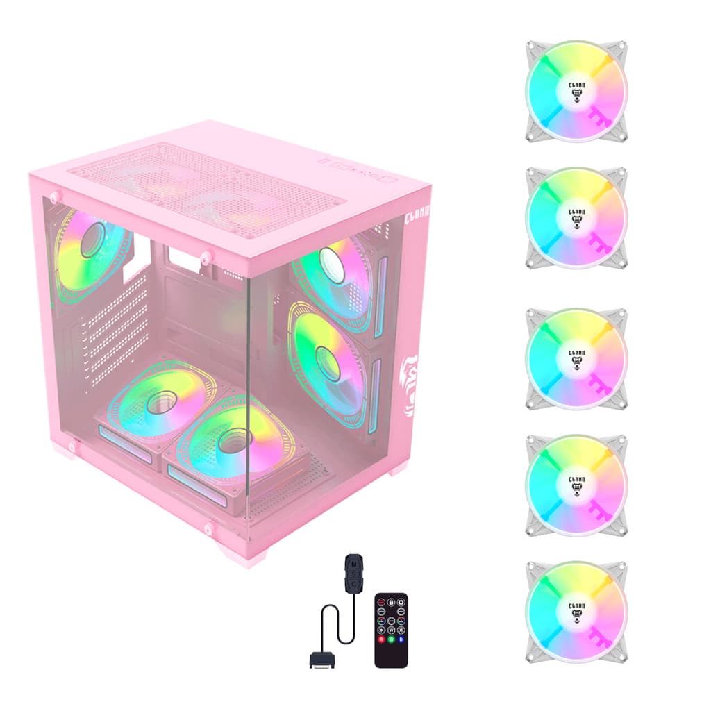 Gabinete Gamer Candy Grodd + 5 Fans Branca ARGB Controladora