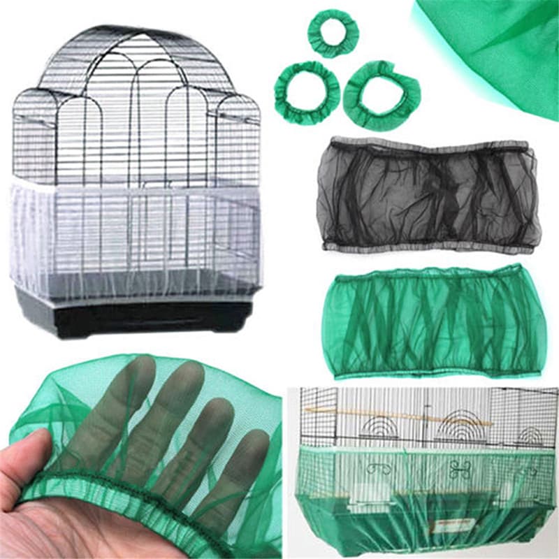 1PC Rede De Pássaros Casca Macia Pássaro Único Guarda Arejado Malha Capa Gaiola Sementes Cobre Fio Líquido Gaiolas Saia
