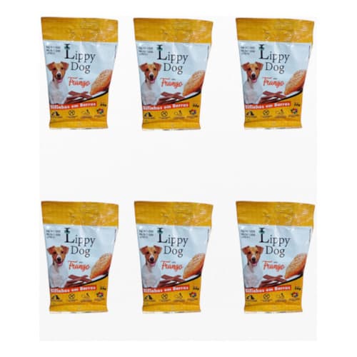 Bifinho Barras Premium Lippy Dog Sabor Frango Kit Com 6 Saches de 50 Gr
