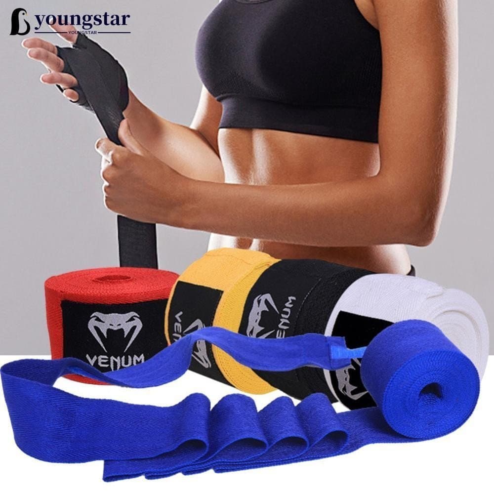 1 Par de Bandagens de Boxe 1,5M/3M/5M Esportes Sanda Muay Thai Treinamento Autoadesivas Micro Elásticas para as Mãos
