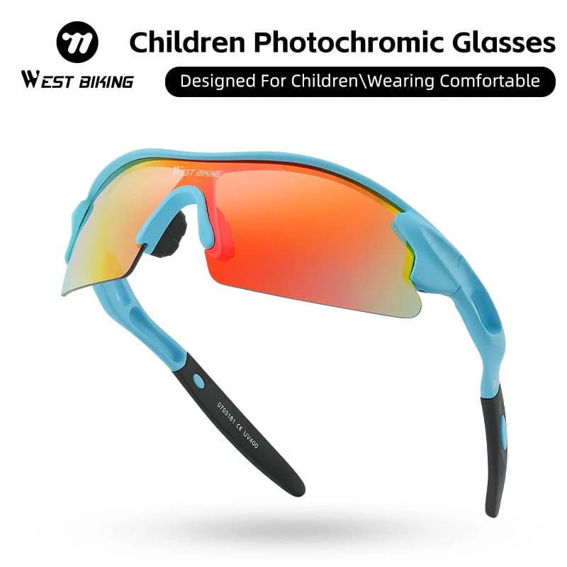 Óculos de Sol Fotochromáticos para Crianças WEST BIKING, Óculos de Ciclismo para Adolescentes, Óculos Esportivos para Me