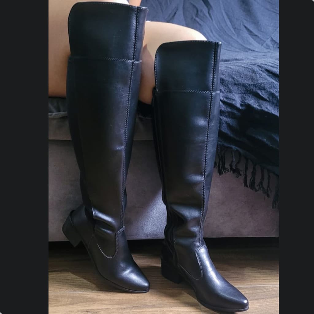 Bota Montaria feminina country até o joelho bota over feminina bico fino serve plusize