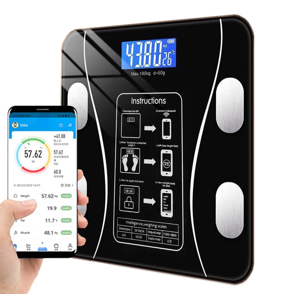 Balança Digital Inteligente Bioimpedância Bluetooth Até 180kg – Medição Corporal Completa