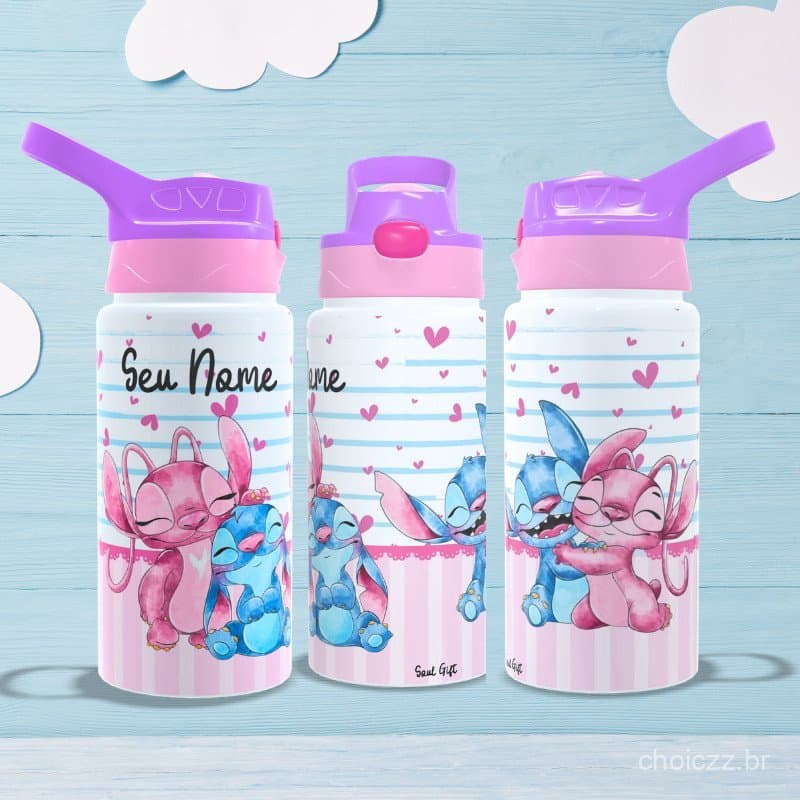 Garrafa do Stitch Térmica ou de Alumínio - Com Nome - Várias Estampas à Escolher