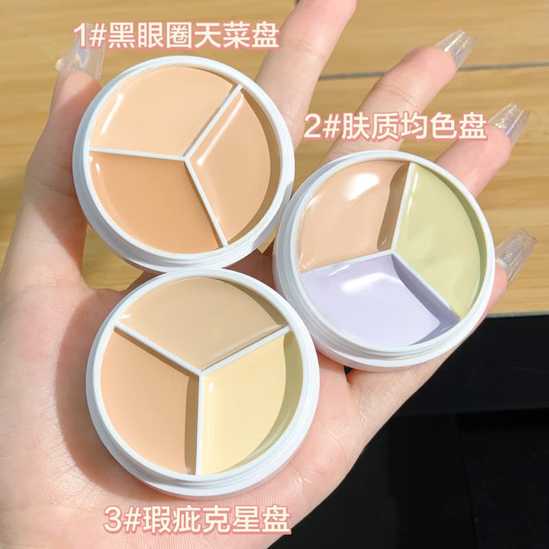 Xixixi limpeza da pele segurando maquiagem Tricolor corretivo facial manchas marcas de Acne facial rasgo sulco olheiras