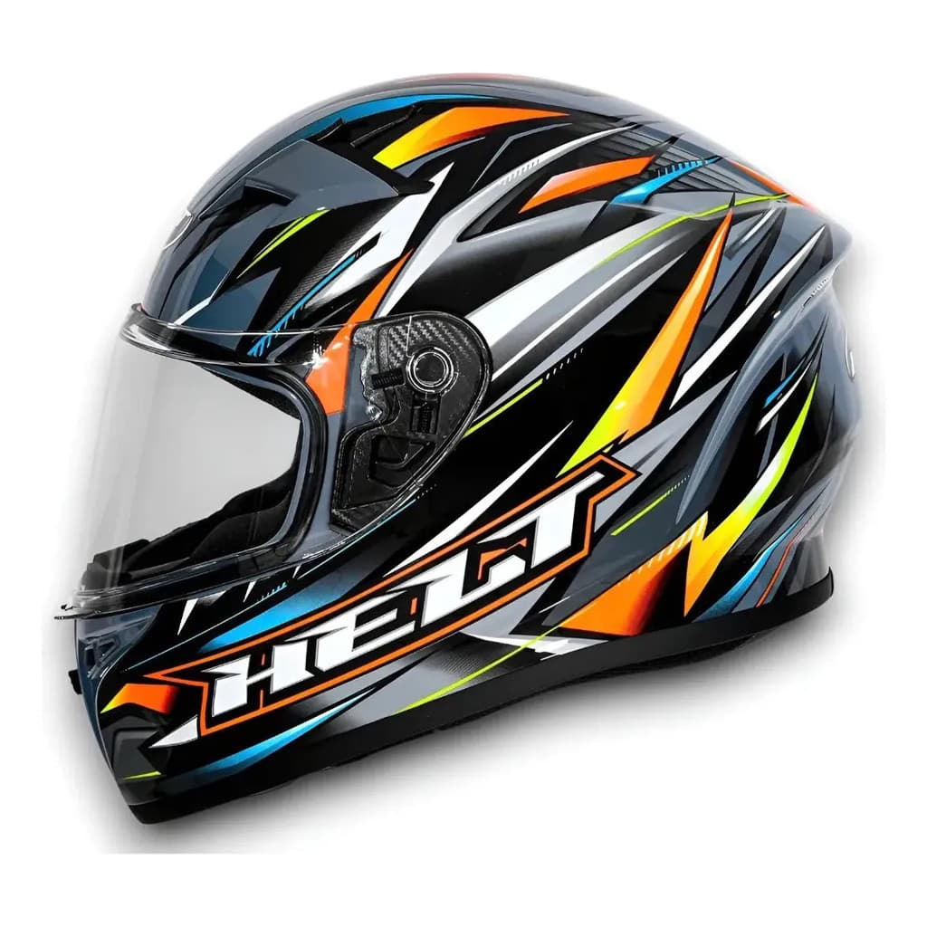 Capacete Helt Fechado Street Polar Race Spikes Cinza Laranja