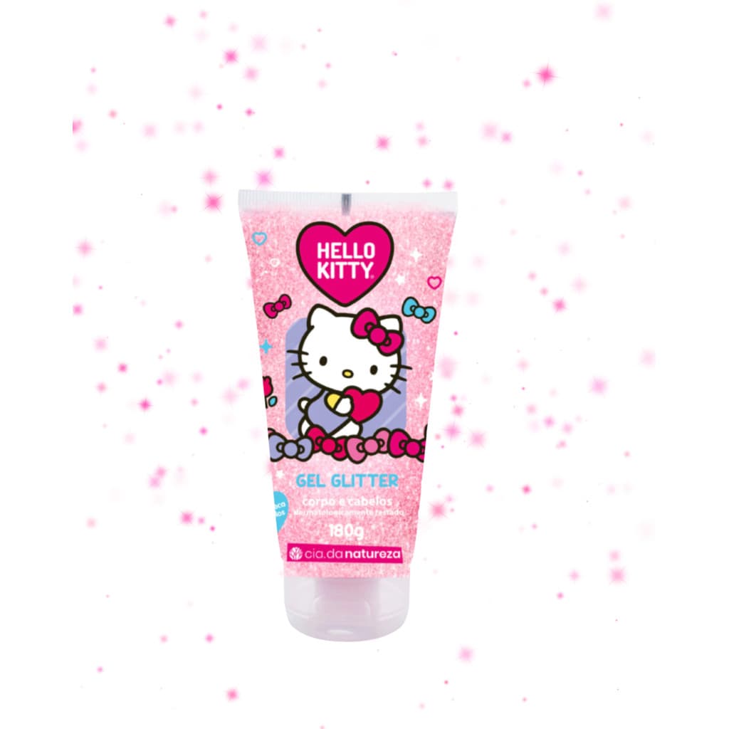 Gel Glitter Cabelo e Corpo Hello Kitty 180g Cia da Natureza Brilho Intenso