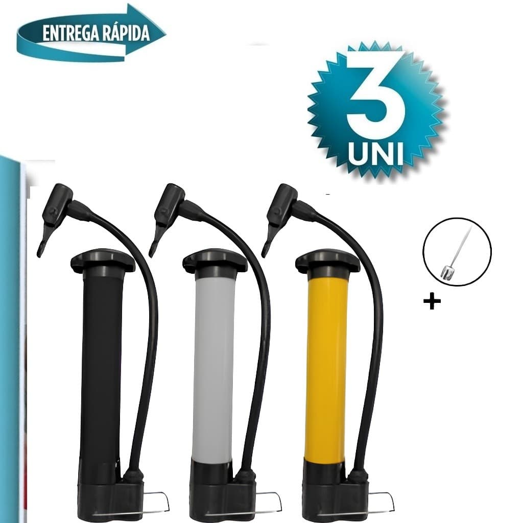 Kit 3 Bomba De Ar Vertical 25cm Encher Pneu Bike Bicicleta Boia Balão Bombinha Pequena