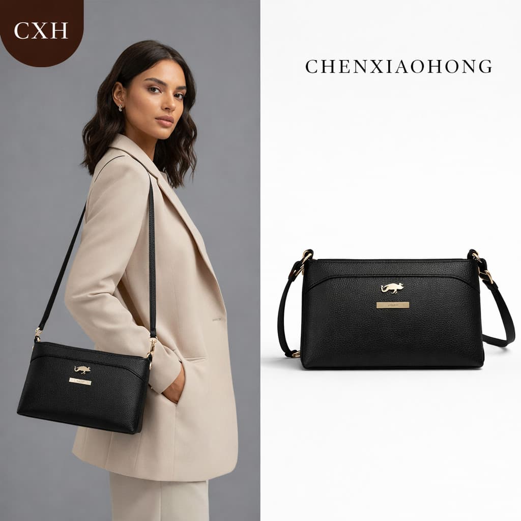 CHENXIAOHONG Bolsa de ombro e bolsa transversal feminina, feita de couro macio, com grande capacidade.