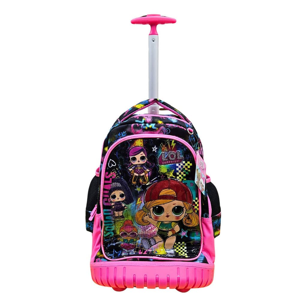 Mochila Escolar LOL Infantil Com Rodinhas Base Preta Original