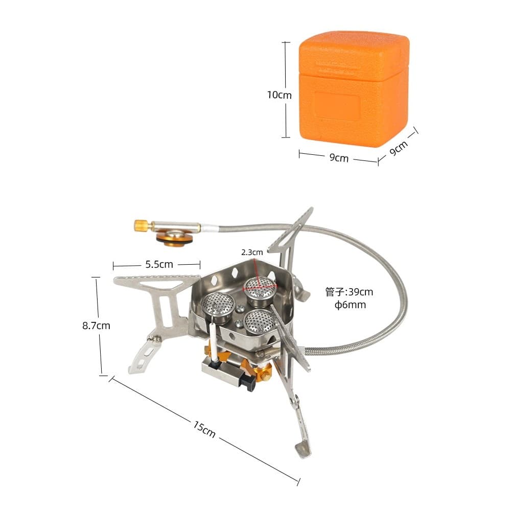 Fogão portátil de três cabeças para exterior, piquenique, montanhismo, à prova de vento, equipamento de acampamento, fog