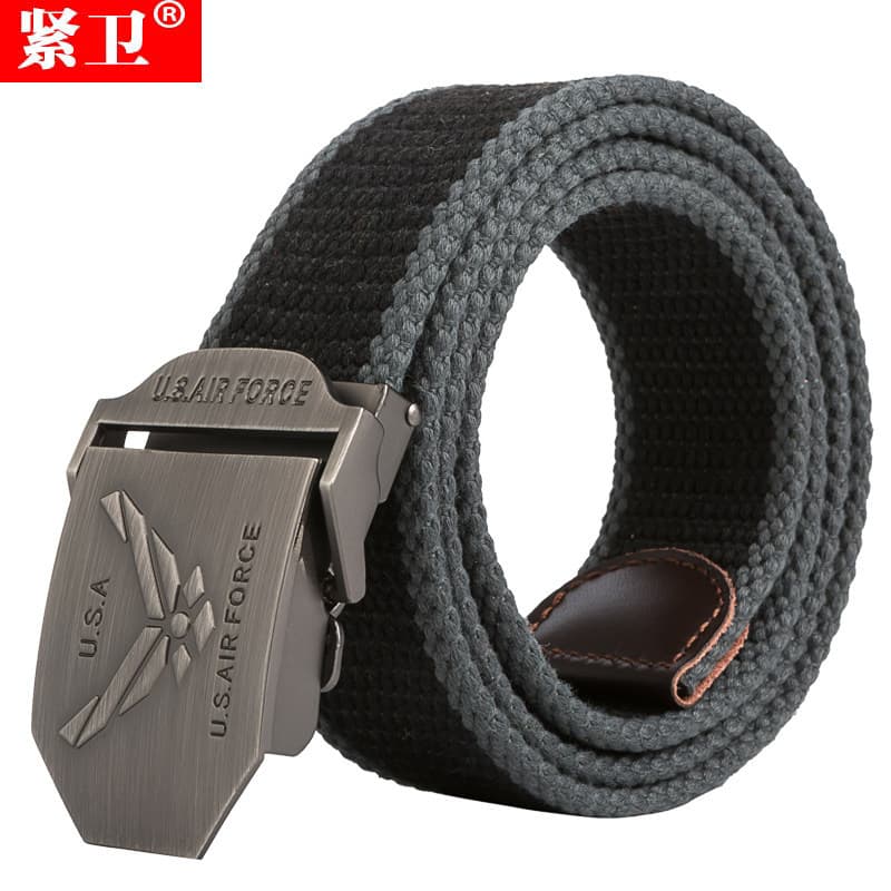Cinto de lona masculino de proteção apertada, fivela automática, cinto de lazer ao ar livre, cinto estendido reforçado,