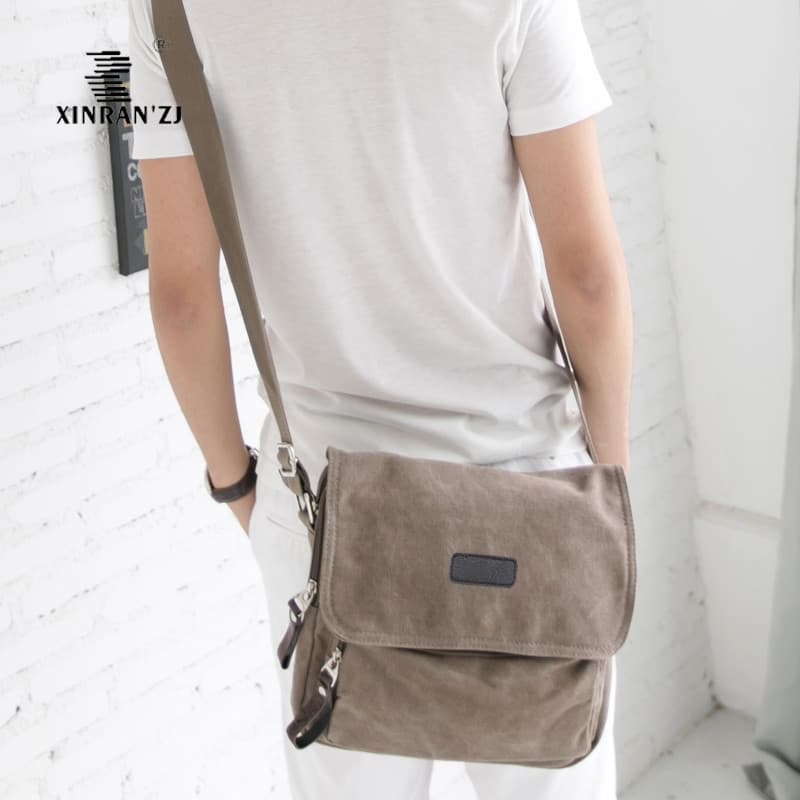 T na moda masculina pequena bolsa novo estilo engrossado lona bolsa de ombro pequena Casual correio saco do mensageiro m