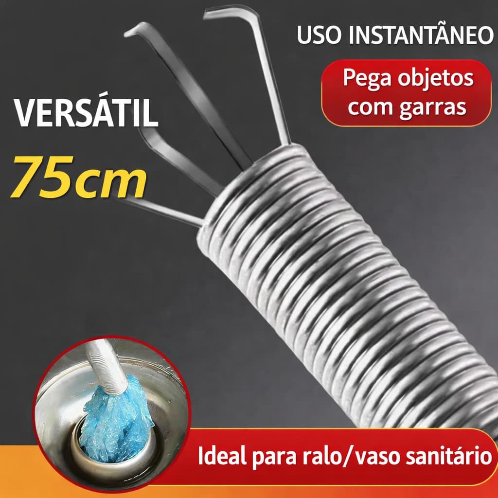 Limpador Pegador Desentupidor de Encanamento com Garra Flexível para Limpar Tirar Sujeira Pia e Ralo e Vaso Sanitário