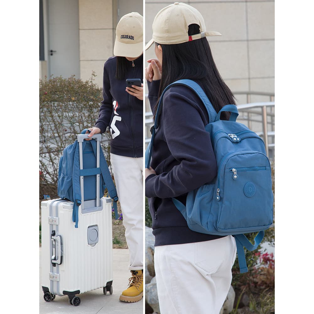 2026 venda quente novo estilo mochila média à prova dwaterproof água viagem leve saco de pano de náilon pode cobrir trol