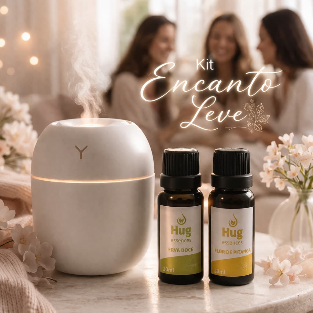 Kit Encanto Leve Umidificador de Ar Egg + Essências Erva Doce e Flor de Pitanga 20ml | Difusor Egg 200ml