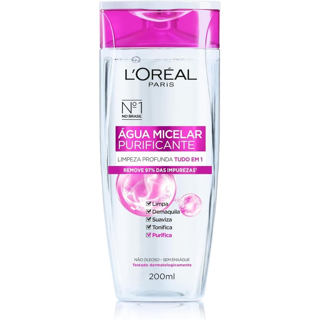 Água Micelar L'Oréal Paris Solução de Limpeza 5 em 1 Face, Lábios e Olhos 200ml