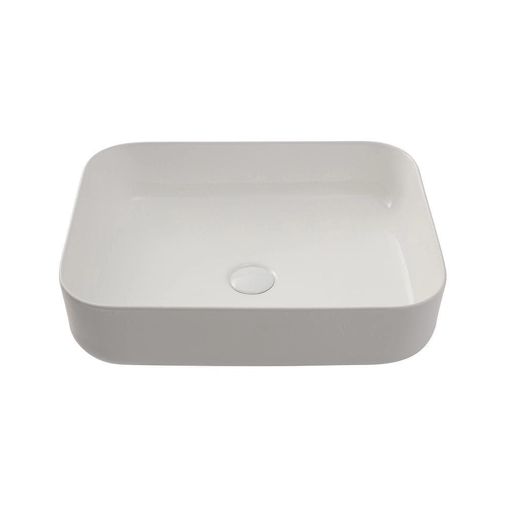 Cuba de Apoio Slim Retangular para Banheiro Louça Cerâmica 50,5x39,5cm Fluorita Pingoo - Branco