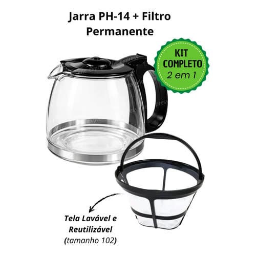 Kit Jarra Compatível Cafeteira Philco PH 14 + Filtro 102
