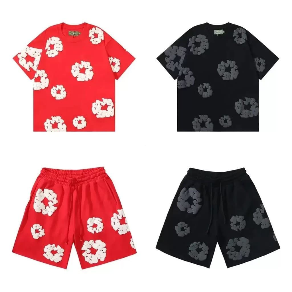 2025 Nova Camiseta Floral Unissex com Impressão 3D, Conjunto Casual de Hip Hop com Manga Curta + Shorts JJJ7 E5VZ