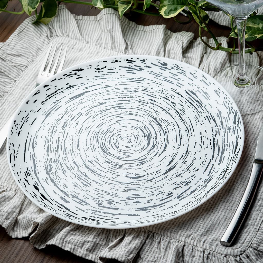 Jogo 6 Pratos Rasos Opala Borosil Milky Way 27cm Jantar Micro-ondas Resistente