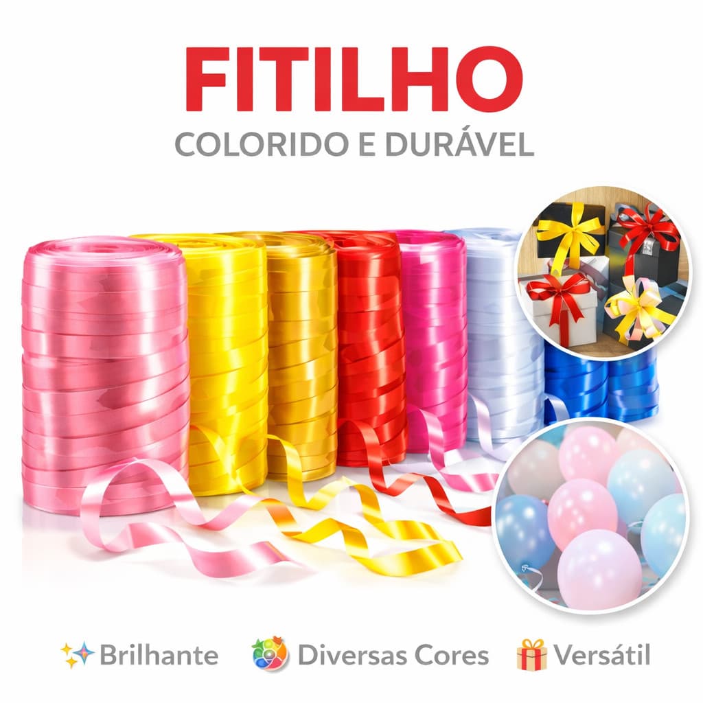 Fitilho Colorido 50 M Decorativo P/ Enfeites Artesanatos Decorações