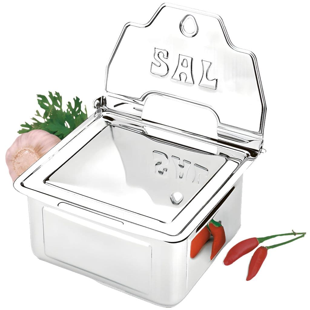 Saleiro Inox Brinox Aço Inox Suprema 600G Cozinha Parede Tempero Oregano Grão Sal