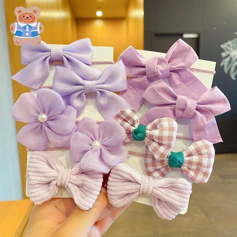 Pacote De 10 Bobbles De Cabelo Fofos Com Laço Rosa Elástico Faixas Bonito Flor Elásticos Para Bebês Meninas Crianças Peq