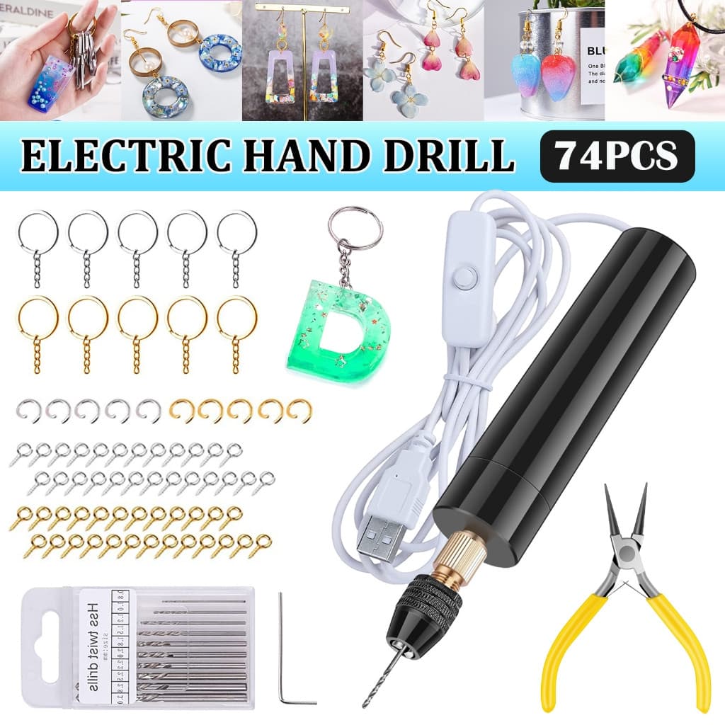 Mini Kit de Furadeira Elétrica, Furadeira de Resina USB, Mini Kit Manual Portátil para Chaveiro, para Joias de Resina Ep