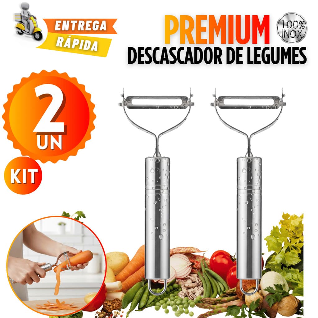 Kit 2 / 1 Descascador De Legumes Frutas Profissional Aço Inox Premium - Envio Imediato