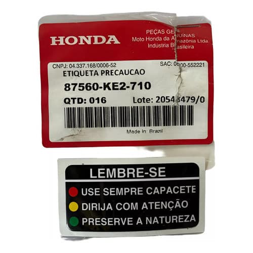 Adesivo Precaução Advertência Tanque Cbx 750 Original Honda