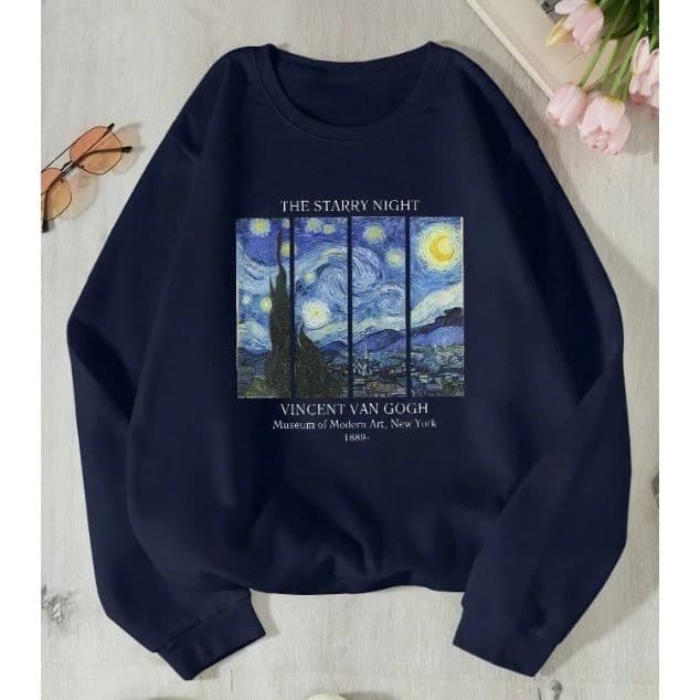 Moletom Careca Feminino e Masculino Obra de Van Gogh Casaco Unissex Blusa de Frio Moda Inverno - Qualidade Premium