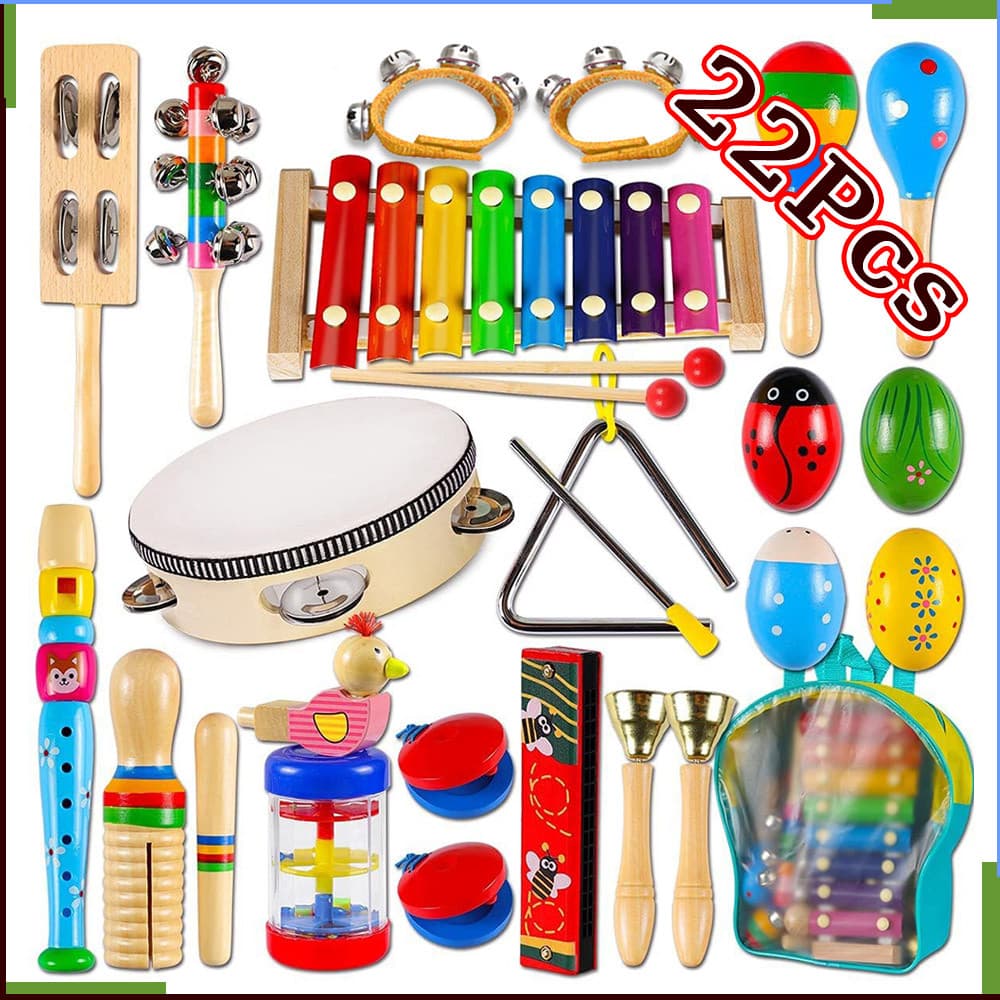 22 Peças Conjunto De Instrumentos Musicais De Percussão Infantil Brinquedos Educativos Musicais