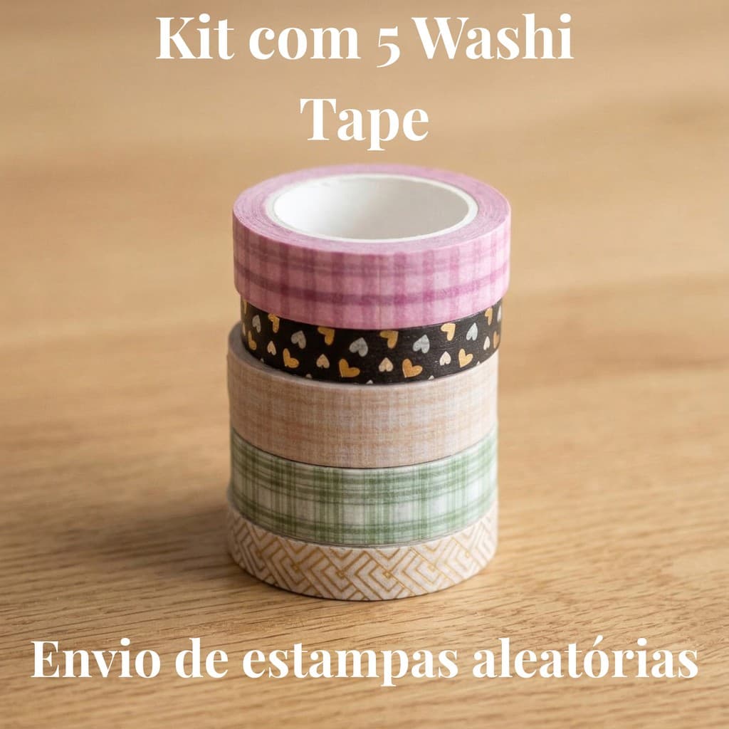 Kit com 5 Washi Tapes Decorativas | Estampas Variadas | My Journal  | Scrapbook
