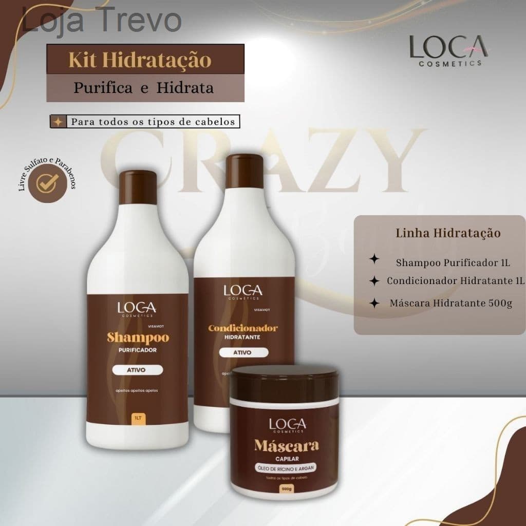Kit Máscara 500g + 1 Shampoo 1L + 1 Condicionador 1L - Loca Cosmetics25WA