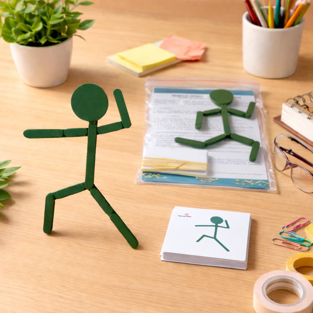 Boneco Articulado Psicomotor + Desafios - Brinquedo Educativo