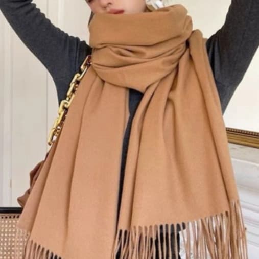 Cachecol Lenço de caxemira outono e inverno xale feminino uso duplo espessado para todos calor Com Franja 230G