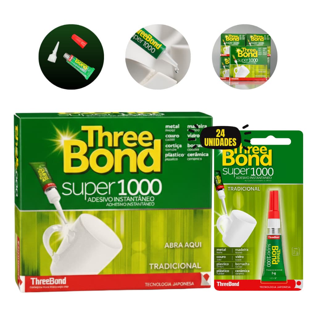 Kit 24 Unidades Cola Instantânea ThreeBond Super 1000 Original Alta Fixação Profissional
