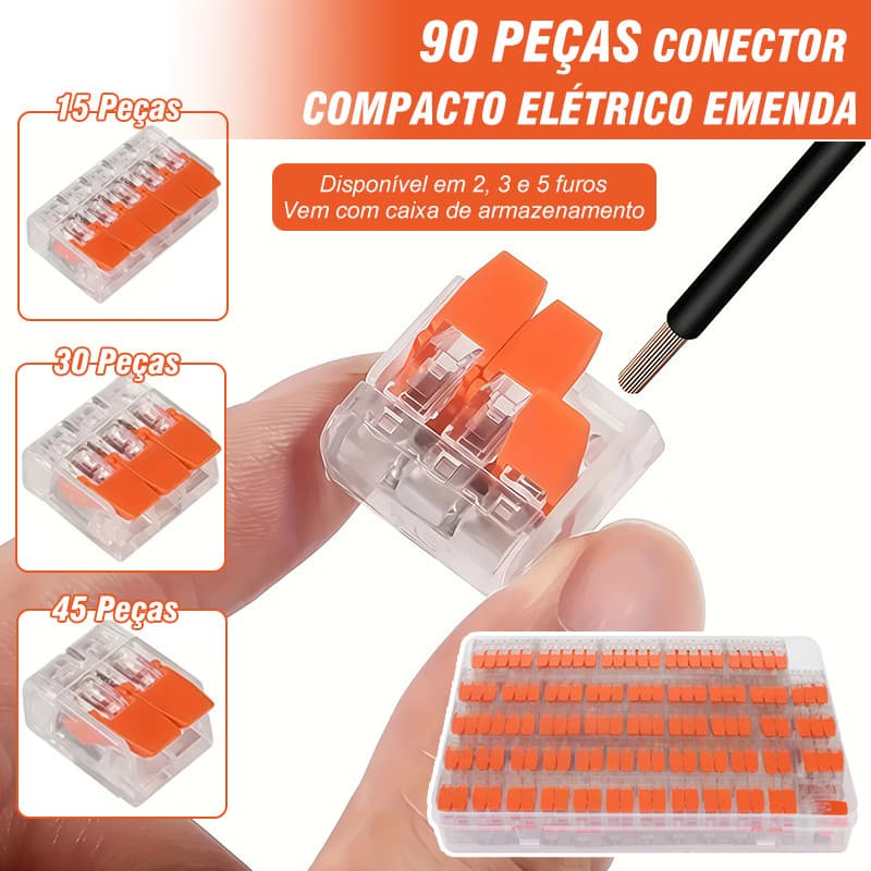 90 peças Terminal De Conexão Rápida Conector De Combinação 2, 3 E 5 Vias