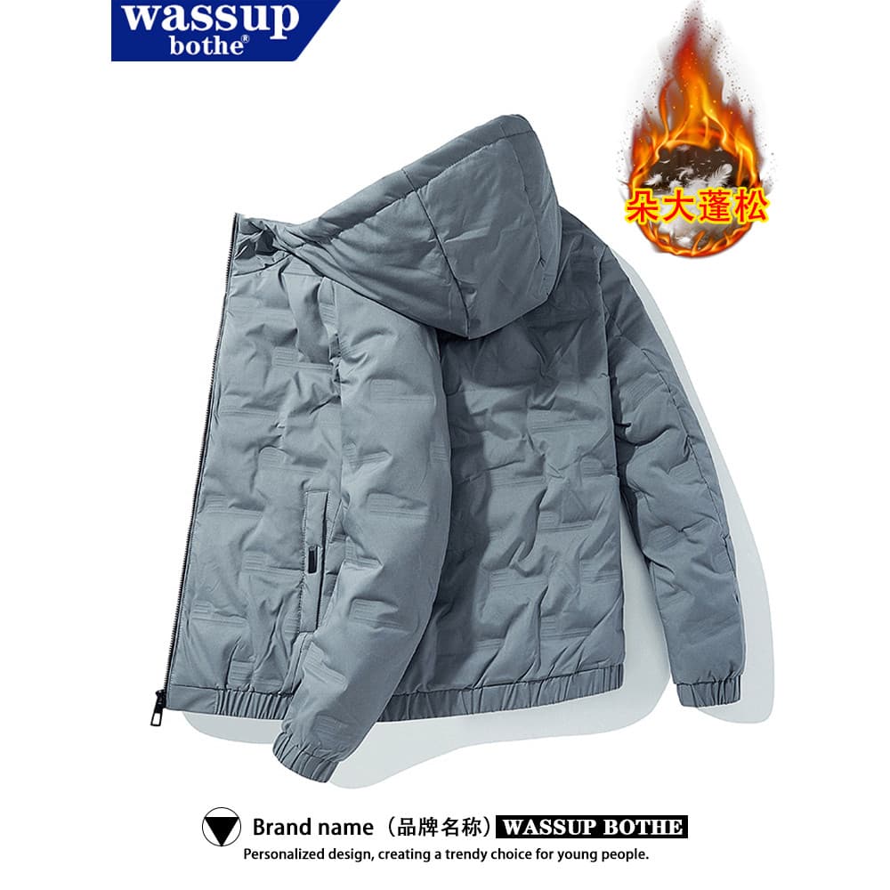 WASSUP Inverno Novo Estilo Jaqueta Com Capuz Jaqueta De Algodão Masculina Engrossada À Prova De Vento Jaqueta De Algodão