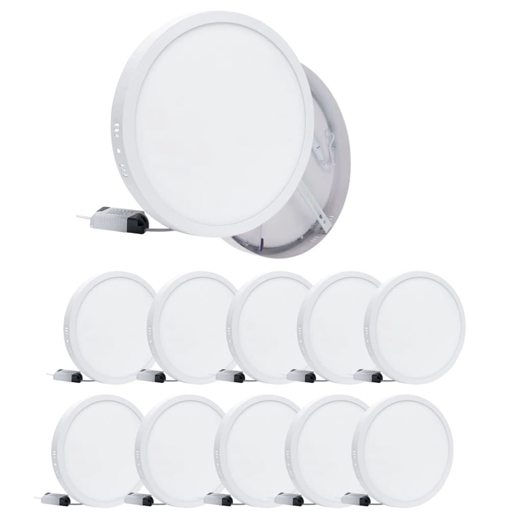 Kit 10 Plafon Led 25W Redondo Sobrepor Alumínio Branco Frio 6500k Bivolt 110v-220v