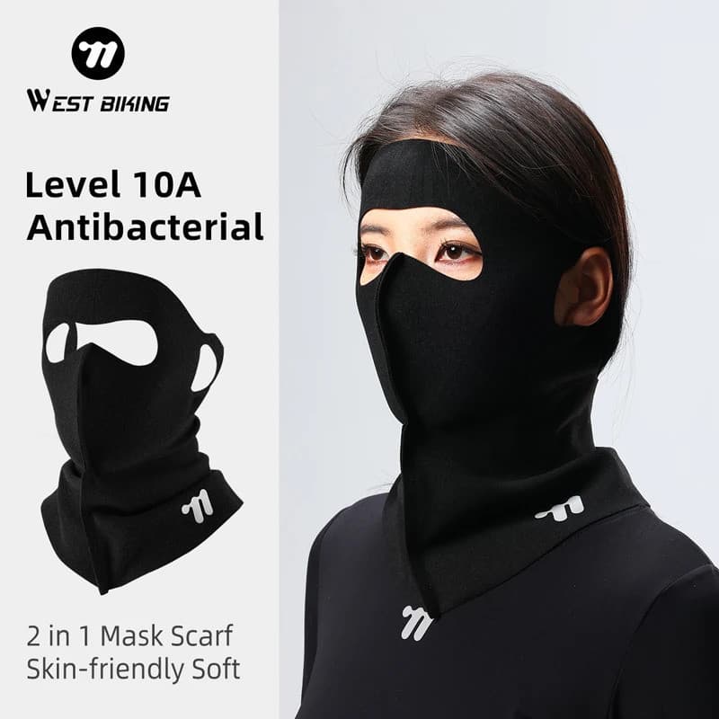 Máscara de Ciclismo WEST BIKING 3D para Proteção de Pescoço no Inverno, Máscara Facial com Faixa de Cabeça Integrada par