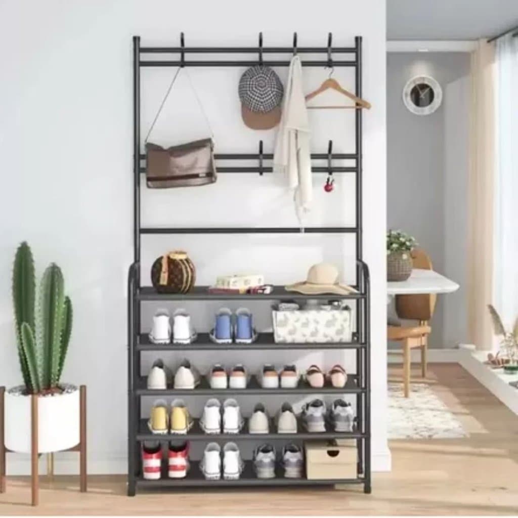Sapateira Organizador Arara Porta Sapatos 12 Pares Ganchos Estante Cabideiro Prateleira Rack Roupa